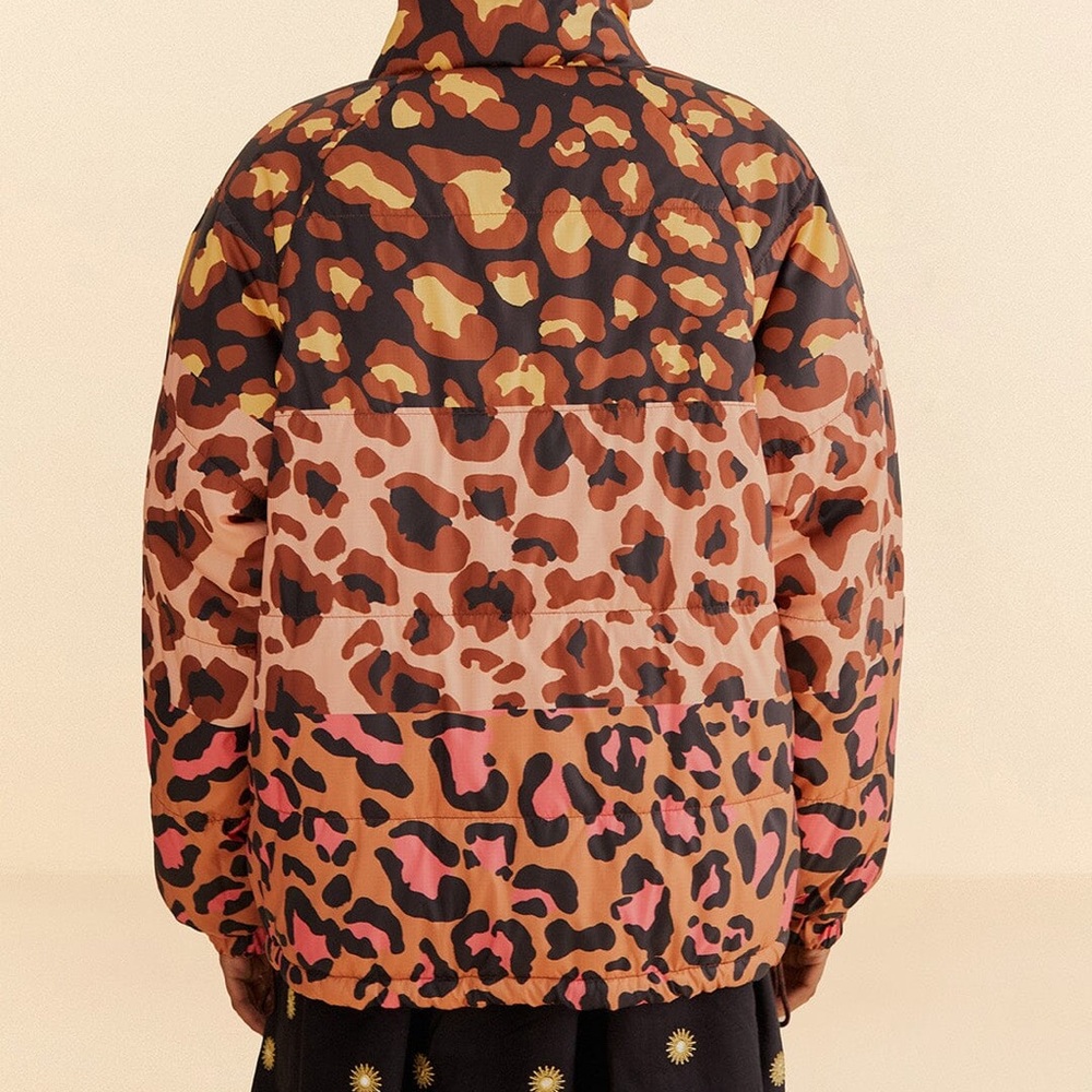 Farm Rio XXS Leopard Desire Reversible Puffer Jacket NWT Pricing firm. - Picture 5 of 11